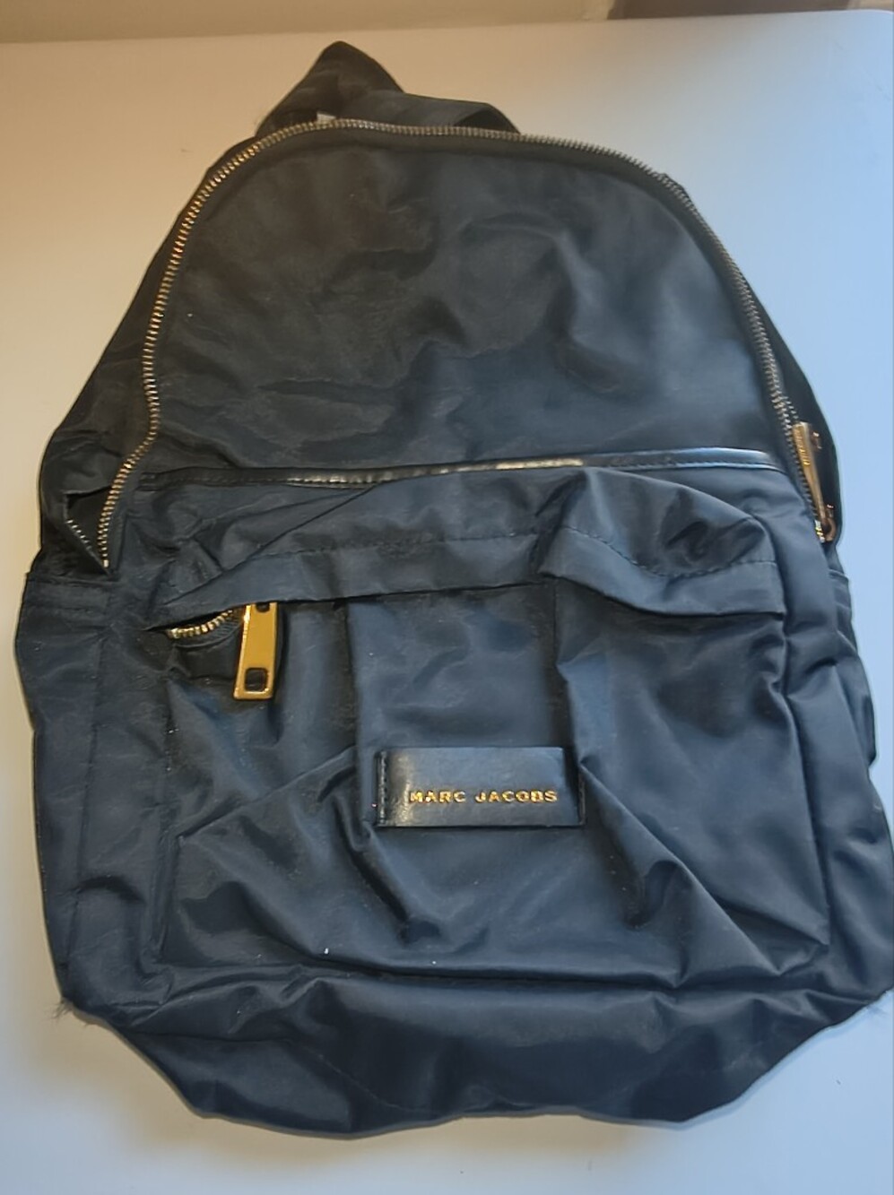 Marc Jacobs Black Nylon Backpack with Gold Hardware